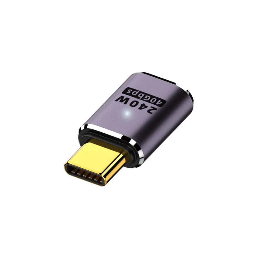Usb 4.0 pd 240w 8k 60hz laturiliitin macbookille 40 gbps nopea usb c otg u-muotoinen suora kulma uros-naaras sovitin: Musta