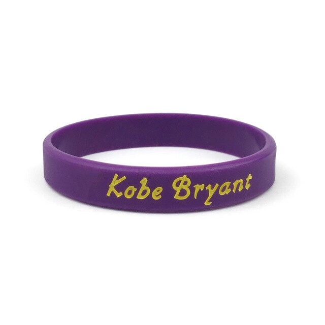 Pulsera deportiva de silicona para baloncesto, brazalete Bryant, pulsera de goma, brazalete de letras conmemorativas, joyería: Purple B