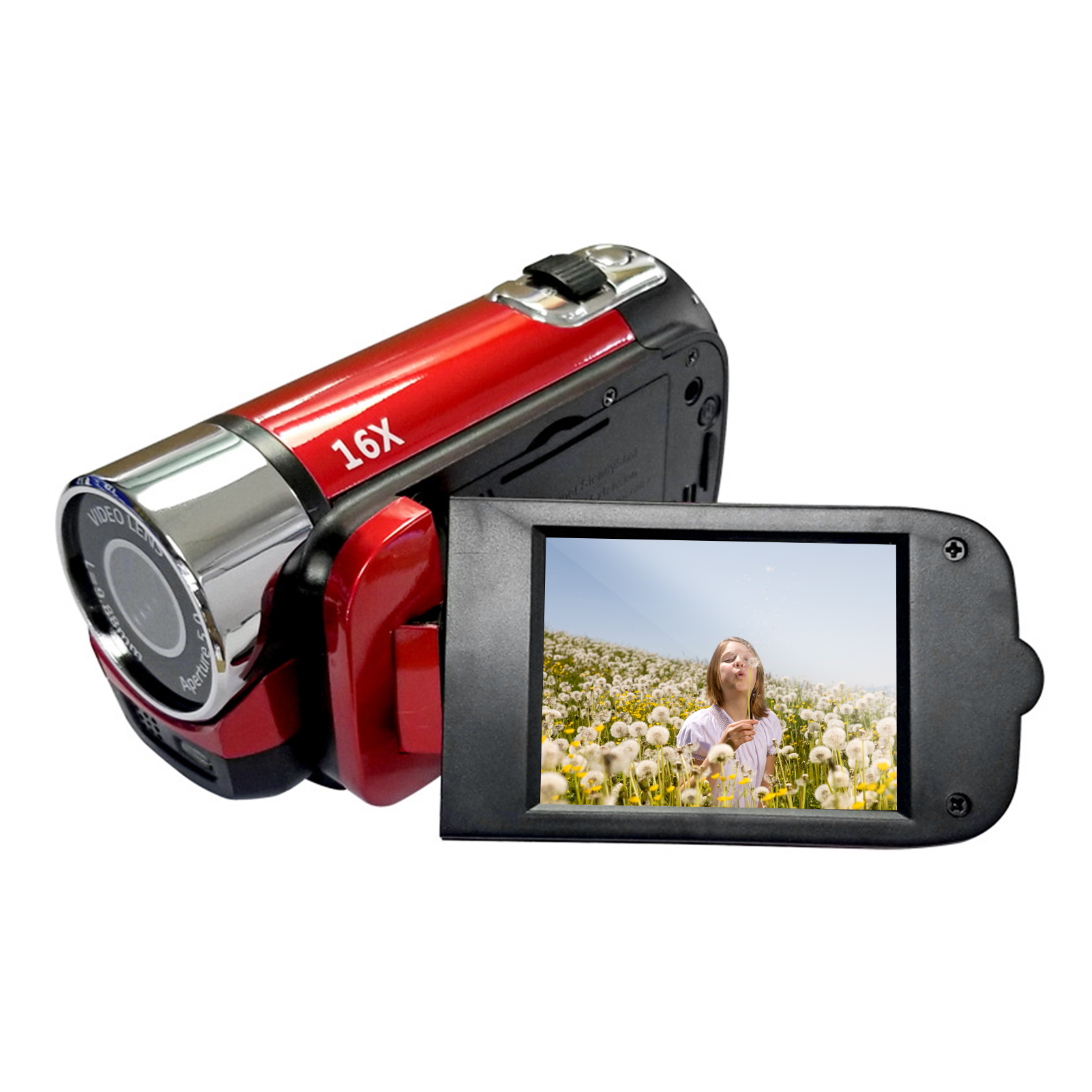 Videocamera digitale ad alta definizione portatile 1080P videocamera DV 16MP schermo LCD da 2.7 pollici Zoom digitale 16X batteria integrata: red