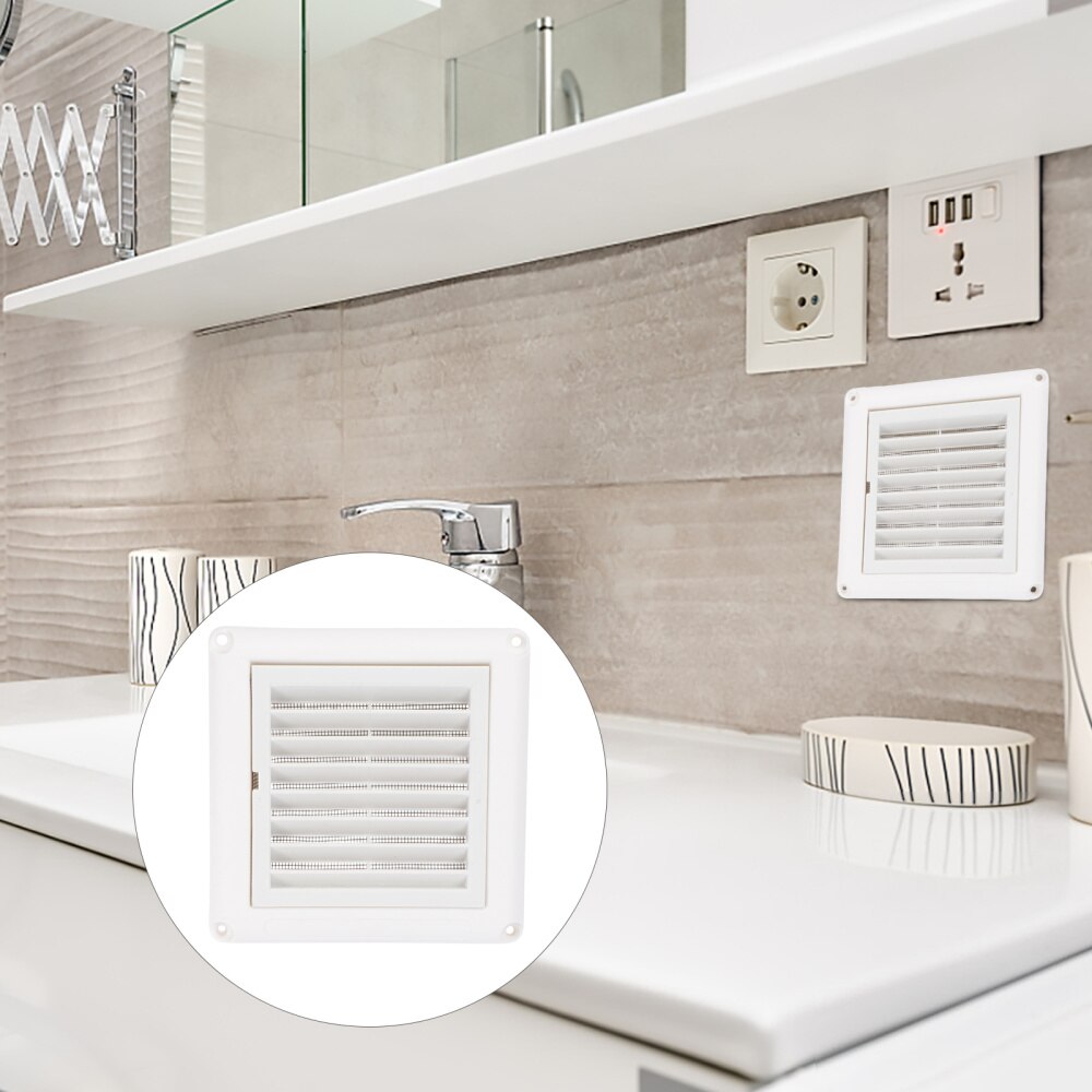 1PC Air Vent Ventilation Grill Cover Wall Ceiling Mounted Vent Built-in Fly Screen Mesh for Bathroom Office Home (White, 100mm)