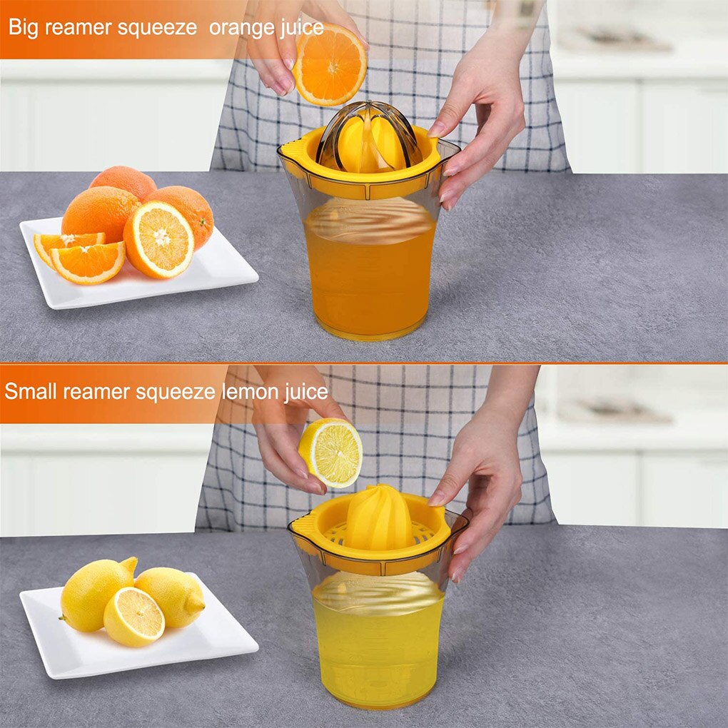 Manual Juicing Cup 2 in 1 Citrus Juicer Lemon Orange Fruit Hand Squeezer ABS Plastic Measuring Cup Built-in Measuring Scale
