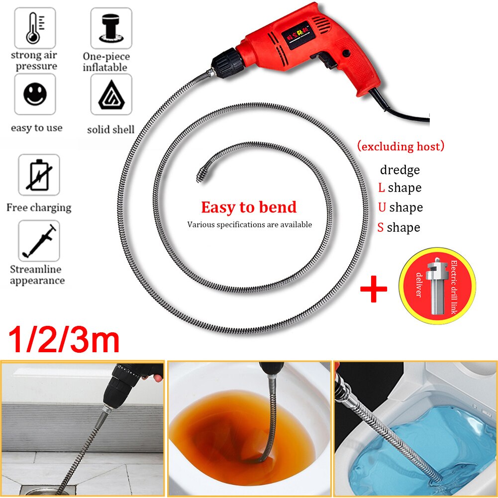 Toilet Kitchen Bathroom Drain Dredging Spring Sink Cleaner Sewer Dredging Tool Kitchen Drain Snake Spring Pipe Dredging Tool
