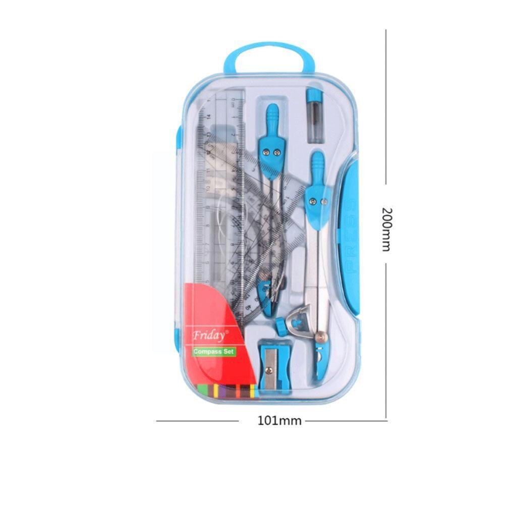1 Set Plastic Metal Ruler Geometry Protractor Maths School Mathematical Stationery Drawing Compasses Students For Office Ru H9L9
