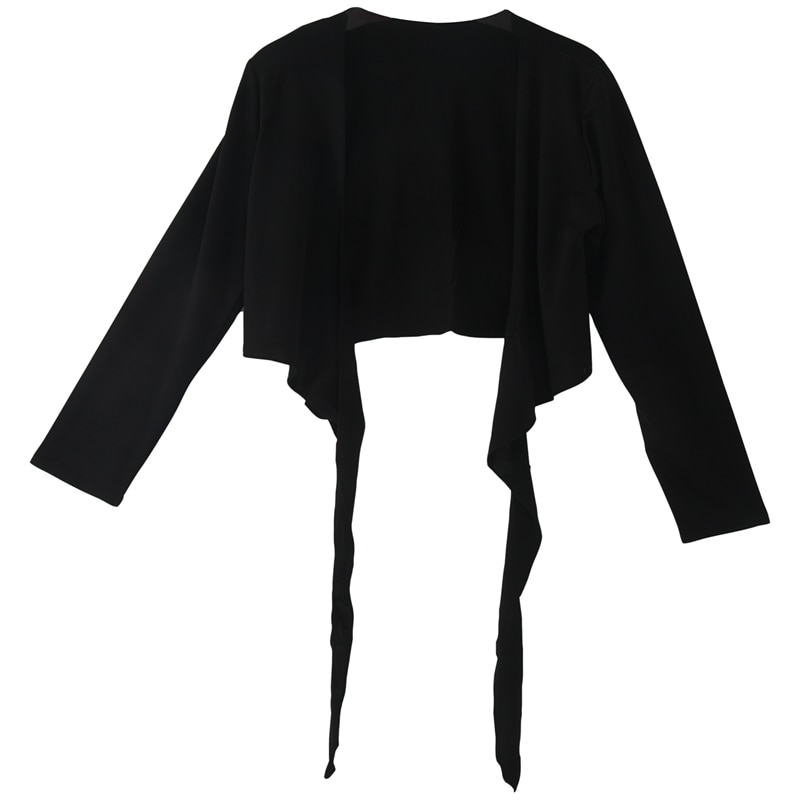 Damer langærmet binde afgrøde skuldertræk kvinders wrap bolero cardigan top - sort: Default Title