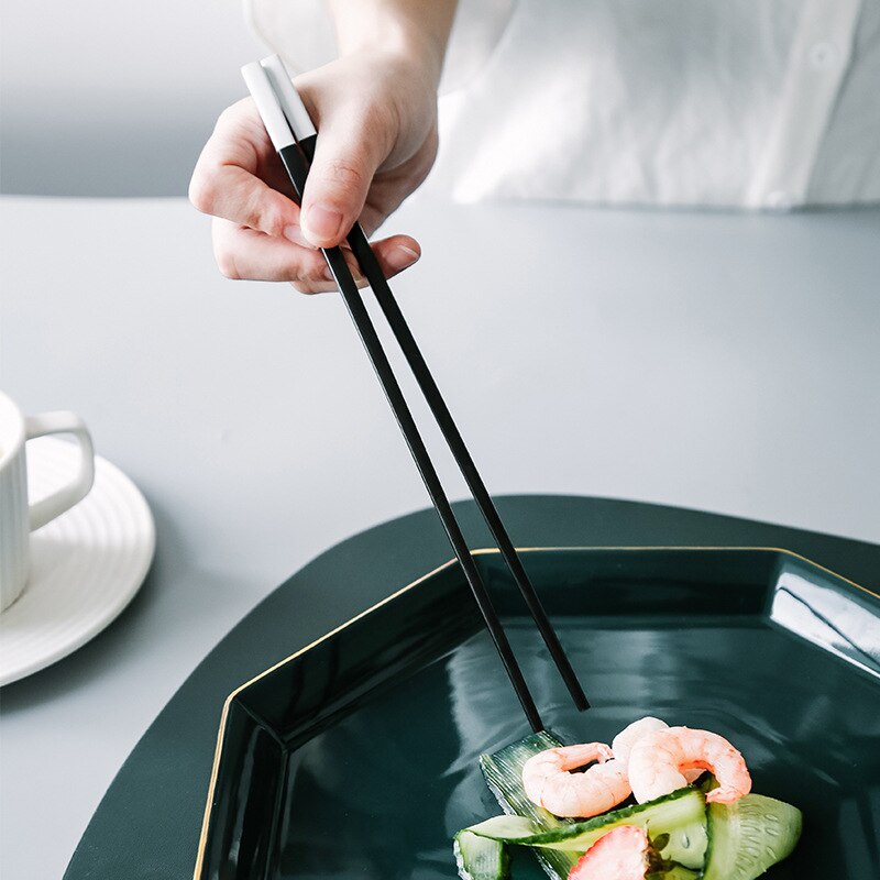 Stainless Steel Dinnerware Sets Knife and Fork Spoon Tableware Steak Chopstick Spoon Set Black Simple Western Tableware