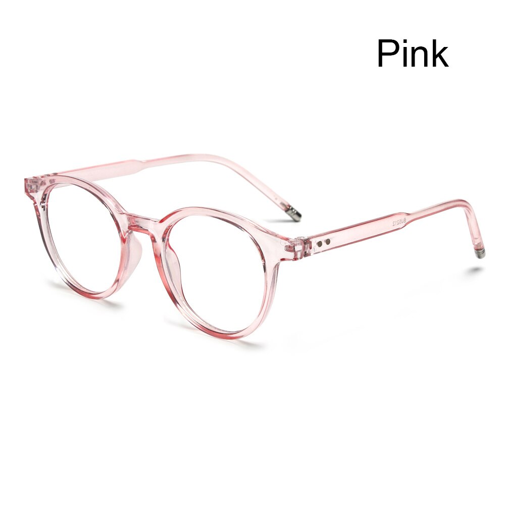 1 PC oeil bleu lumière bloquant lunettes ultraléger cadre rond optique lunettes cadres bloquant jeu plat miroir lunettes: 3- pink