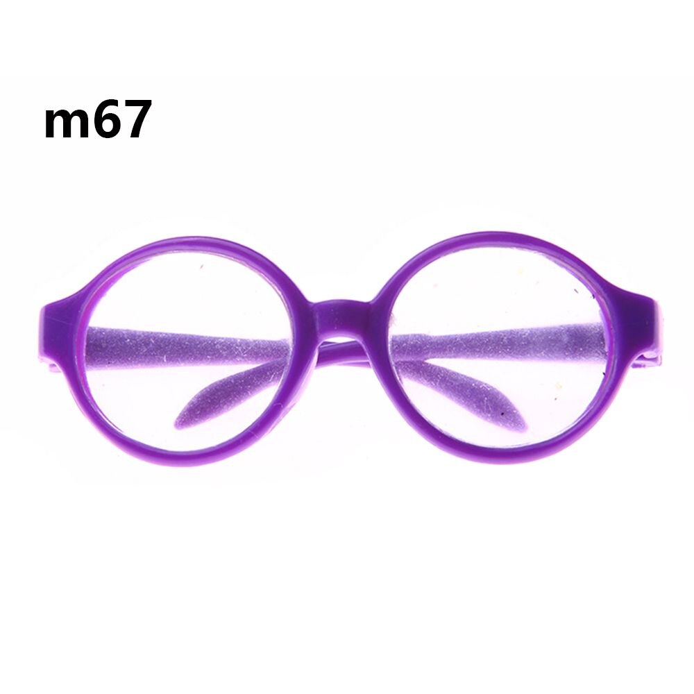 Colorful Doll Glasses Clear Lens Round Frame Eyewear Miniature Eyeglasses Fit 18 Inch Playing House Cool Girl Accessory: m67