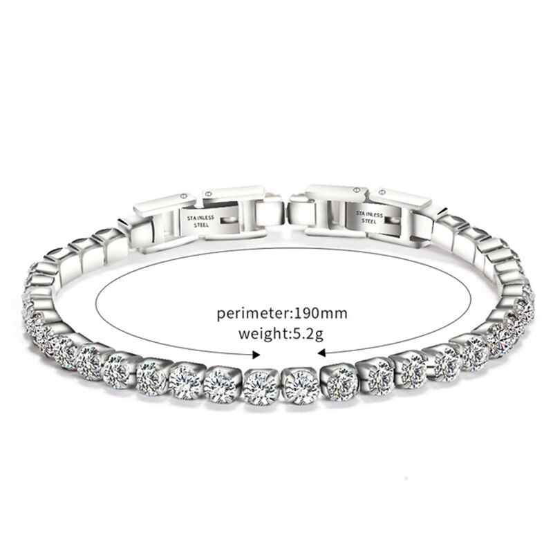 Adjustable and removable titanium steel double buckle zircon bracelet women's stainless steel simple tennis chain