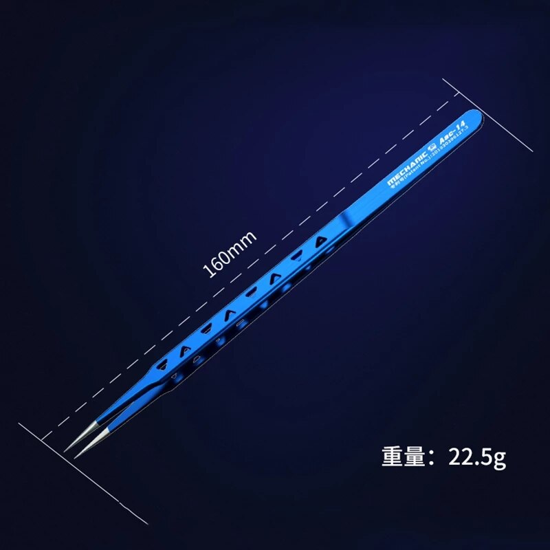 MECHANIC Aac14 Stainless Steel Tweezers Grade A 8 Hole Heat Dissipation 16CM Forceps for Phone Flying Wire Spot Welding IC Chip