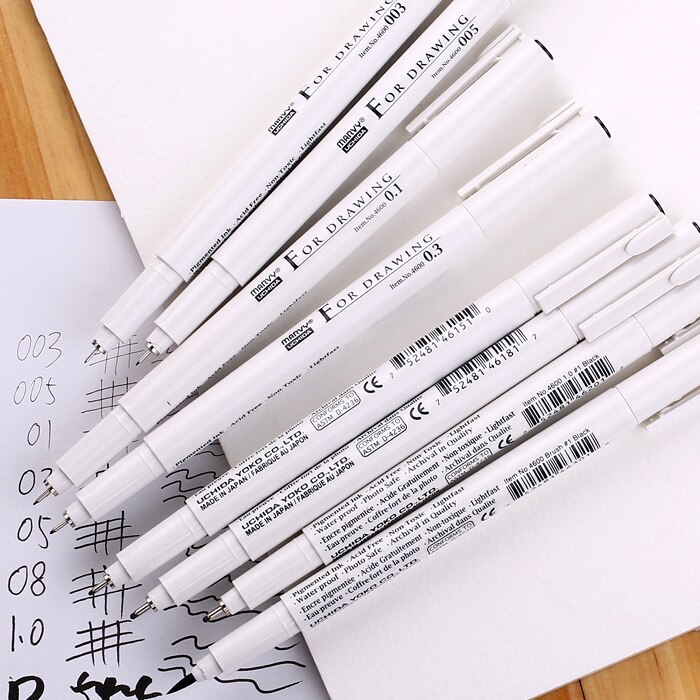 8pcs/set Pigma Micron Graphic pen fine line pen Brush fine point Mapping Art Markers Painting