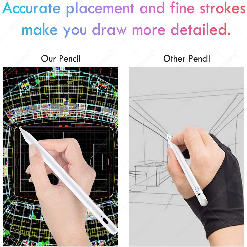 Stylus Pen for Apple iPad - Tilt Pressure Sensitive - Palm Rejection - for iPad Pro 11/12.9 Air 4 10.2 7th/8th Gen