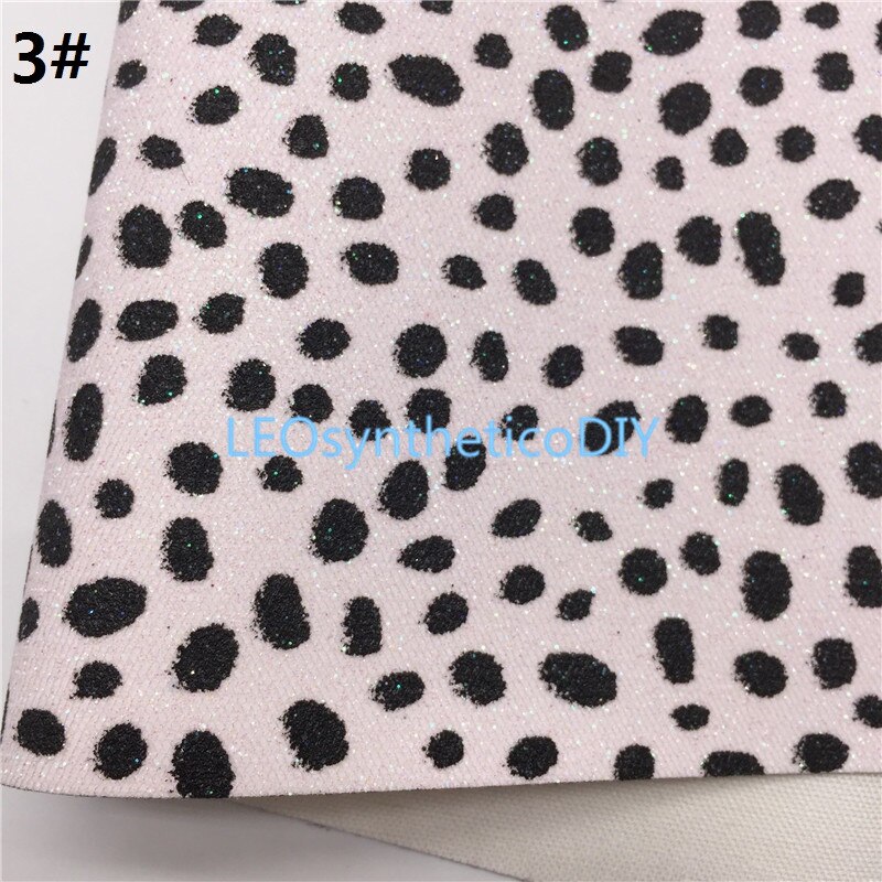 1PC 21X29CM Glitter Fabirc, Dots Printed Glitter Leather Sheets For Making Bows LEOsyntheticoDIY T433A