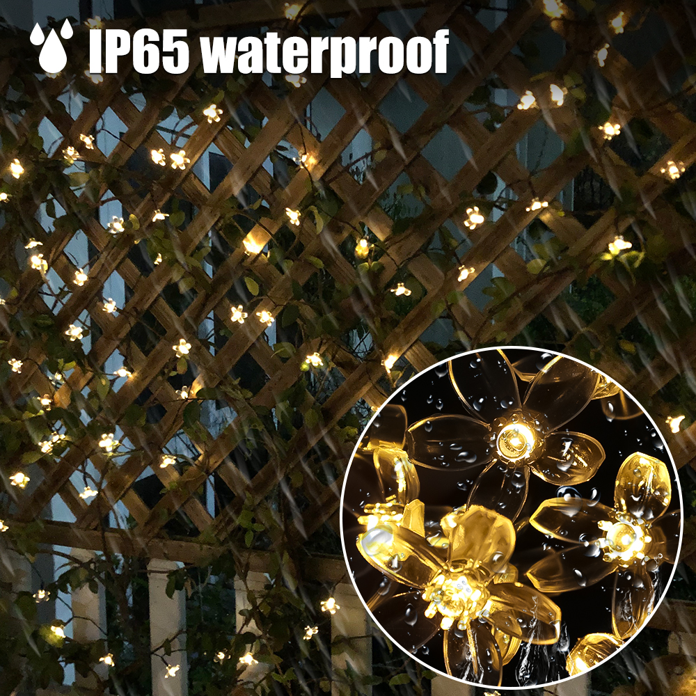 Led Solar Cherry Lichtslingers Outdoor Waterdichte Tuin Bloem Bloesem Kerstverlichting Kerstfeest Decoratie Verlichting