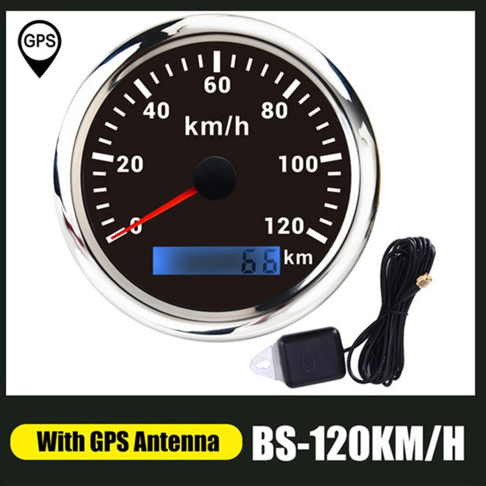 85mm GPS Tacho Messgerät 30 60 120 200 KM/H Kilometerzähler für Marine Motorrad Stiefel Auto ATV Lkw mit verrotten Hintergrundbeleuchtung: 120KMH GPS-BS