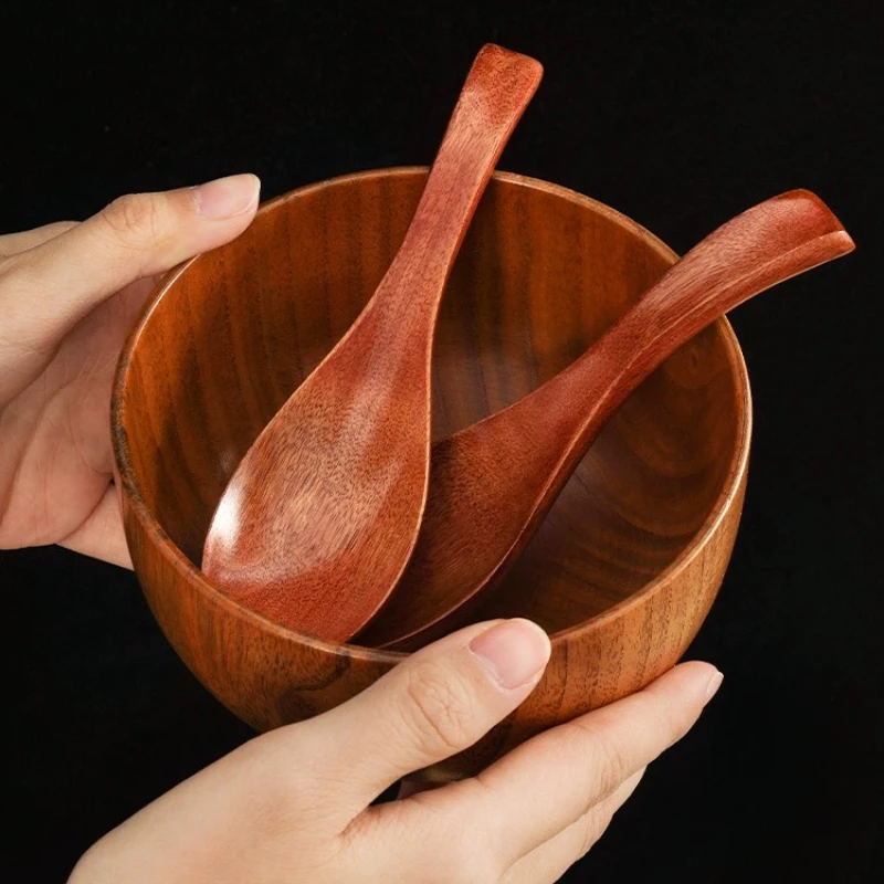 Holzlöffel mit langem Griff, kurzer Griff, Suppenlöffel, koreanische Küche, Kochen, japanische Küchenutensilien, Ramen-Löffel