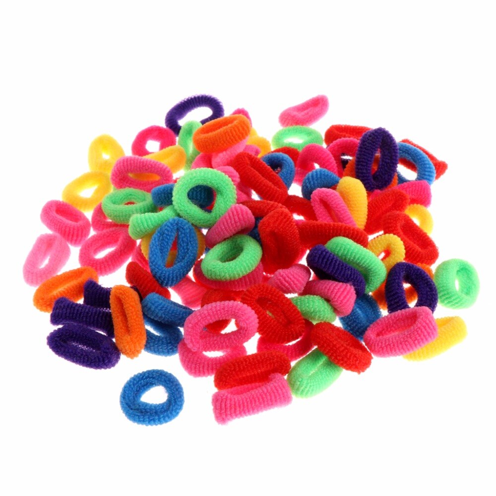 100Pcs Hoofddeksels Kinderen Meisje Kleurrijke Elastische Hair Tie Band Baby Meisje Touw Ring Band Paardenstaart Houder Hairdress