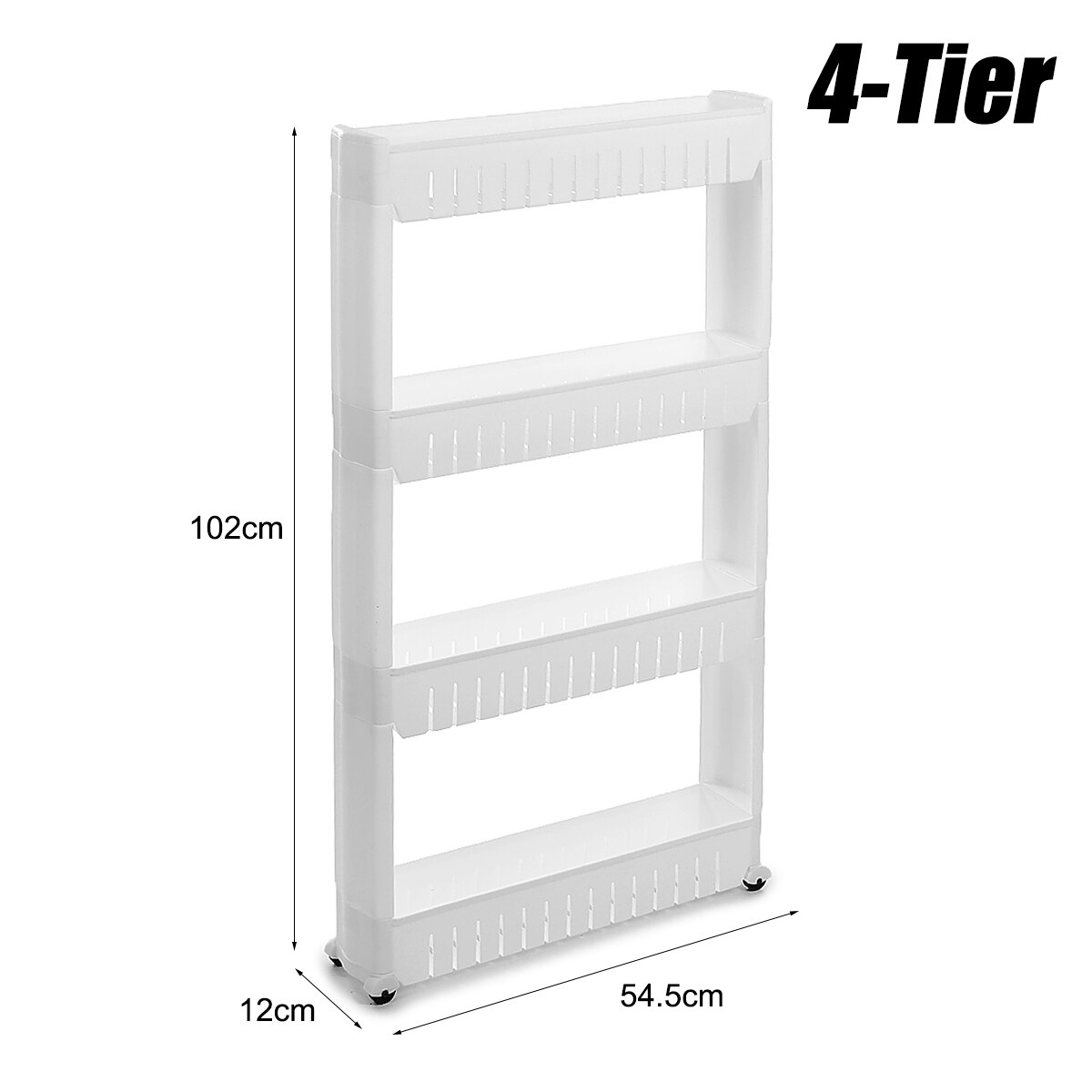 3/4 Tier Home Organizer Kitchen Trolley Slim Crack Slide Out Trolley Cart Storage Holder Rack Shelf Organiser Tools With 4 Wheel: 4 Tier