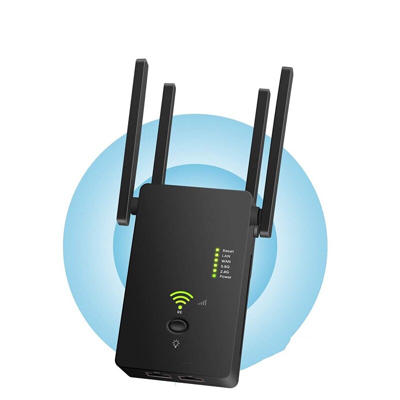 1200Mbps Wireless Wifi Repeater Router Dual Band 2.4G&5G Signal Booster Powerline Long Range Wifi Extender Powerline Adapter: EU Plug / Black