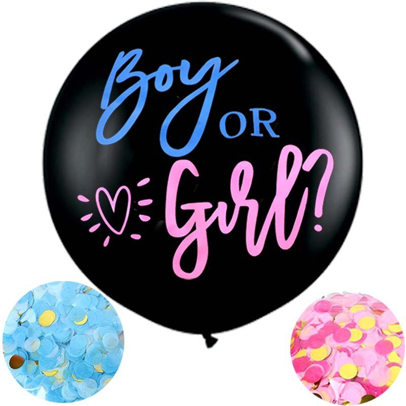 Stor 36 tommer sort køn afslører ballon dreng eller pige fødselsdagsfest latex balloner fødselsdagsfest børnefest indretning konfetti ballo: Lysegrøn