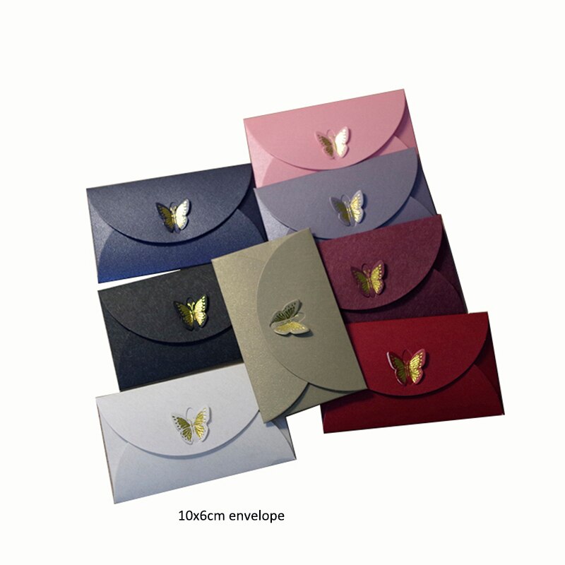 100 pçs/lote 10x6 cm 250gsm embrassed Bonito de ouro Borboleta Clasp Envelopes/Convite da Festa de casamento, coisas Vip cartões, Namecards