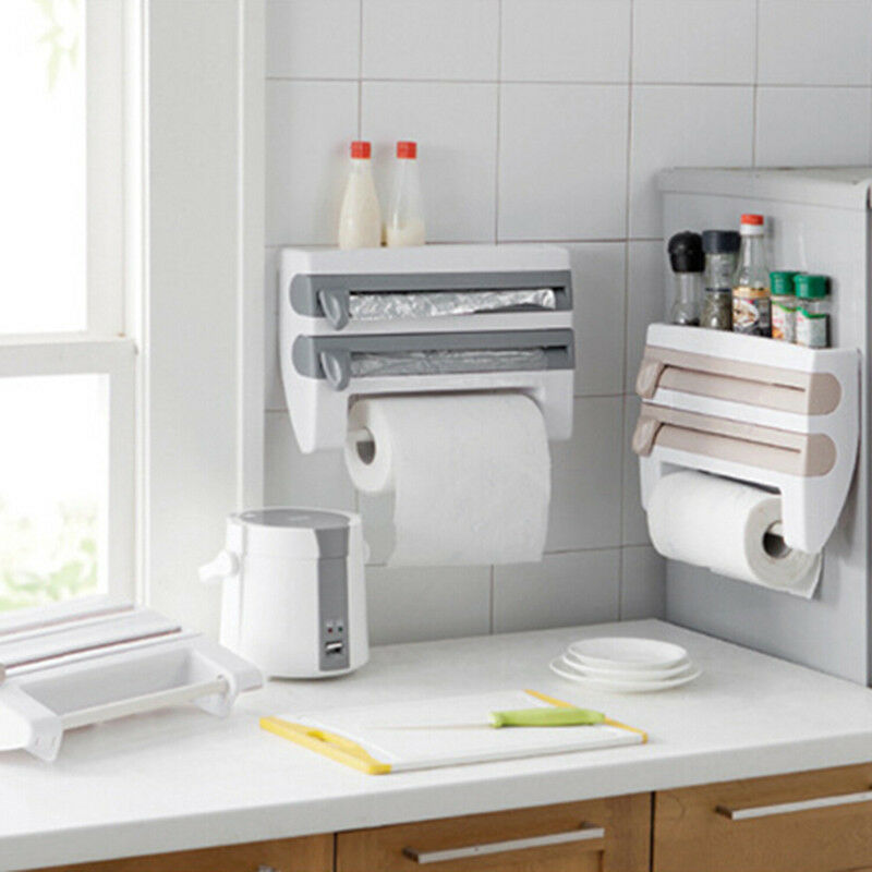 Triple Roll Papier Dispenser Cling Film Tin Folie Handdoek Houder Rek Wandmontage