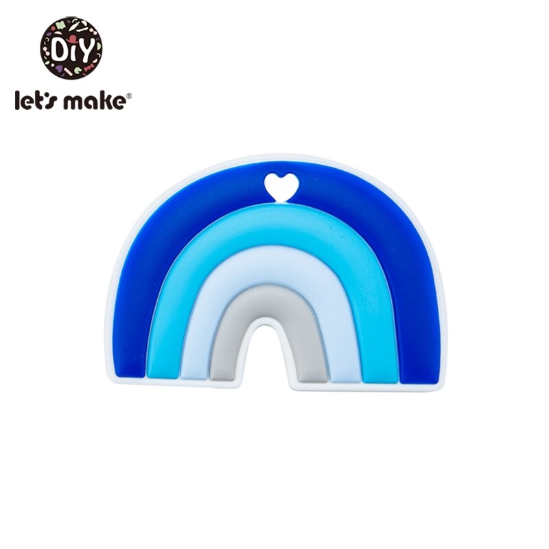 Laten We 10Pcs-Sets Baby Bijtringen Silicone Speelgoed Accessoires Food Grade Gratis Bpa Silicone Rainbow Cartoon Bijtring Baby Producten: blue