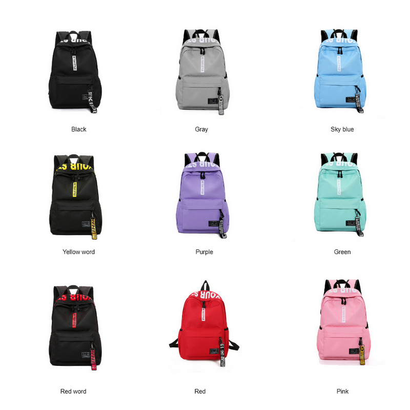 schwarz Frauen Rucksack Weibliche Nylon Jugendliche Männer Schul lässig Stil Schüler Schule Taschen für Teenager Mädchen Zurück Pack Solide