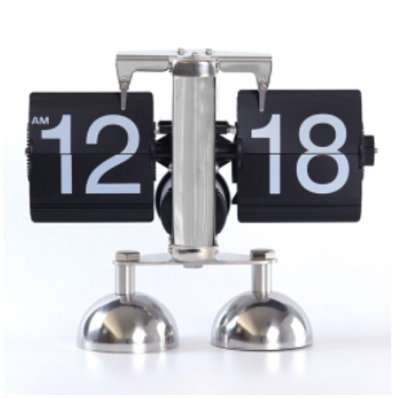 Horloge rotative automatique de Page Style européen, petite Balance, toute nouvelle horloge de bureau rétro pour salon, décorations simples pour la maison: Black two leg