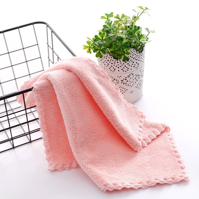 Coral Fleece Hand Towel Household Kitchen Table Cleaning Cloth Home Cleanig Tool Strong Absorbent Rag Soft Fast Drying Wipen: Pink