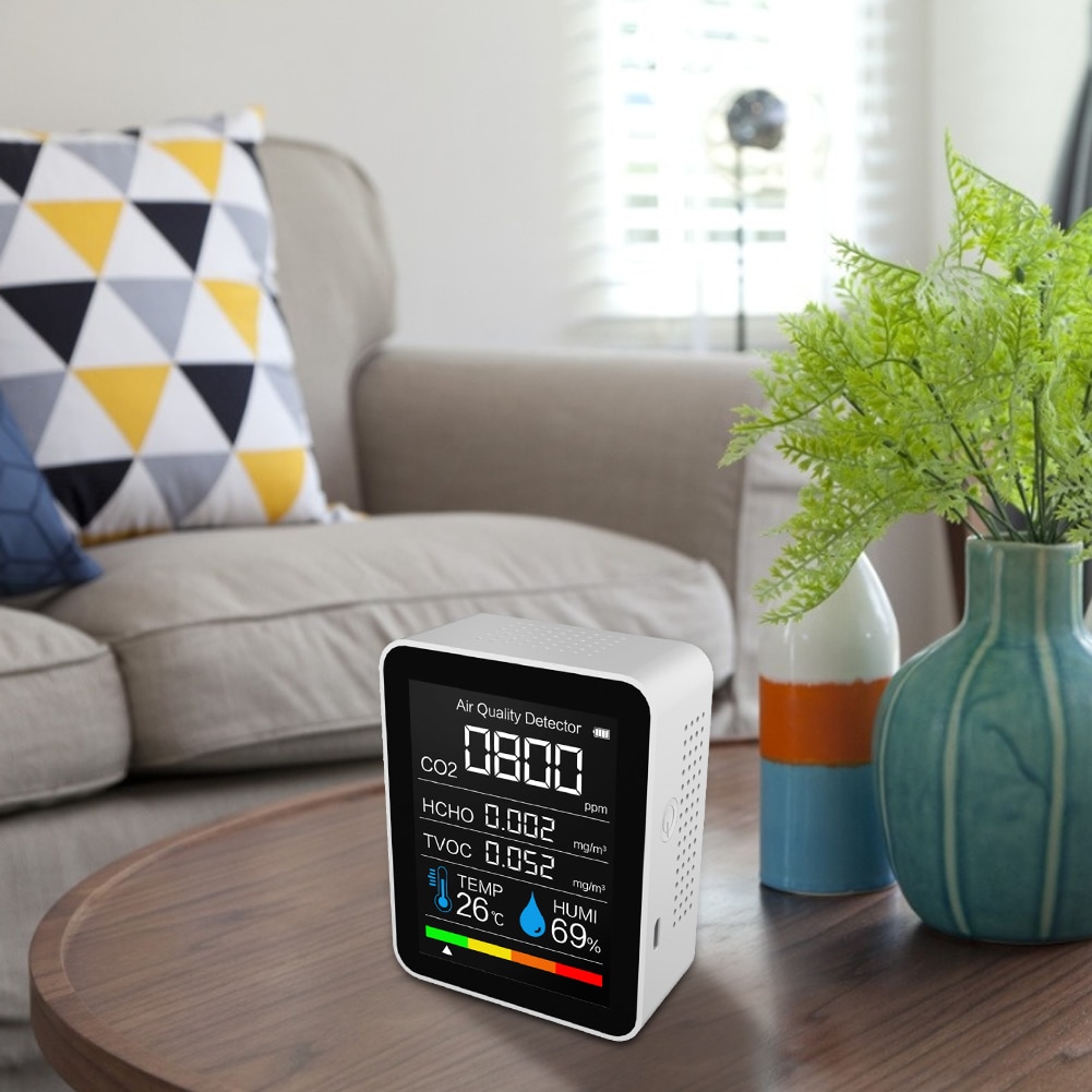 Mini CO2 Meter Digital Temperature Humidity Sensor Tester Air Monitor Carbon Dioxide TVOC Formaldehyde HCHO Detector