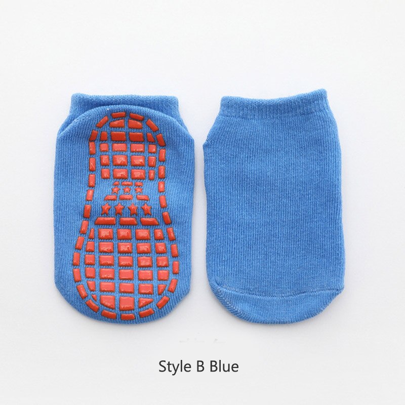 Kids Anti-Slip Sock Boy Girl Trampoline Sock Blue Black Cotton Short Socks Breathable Elasticity Sport Child Outside Foot Wear
