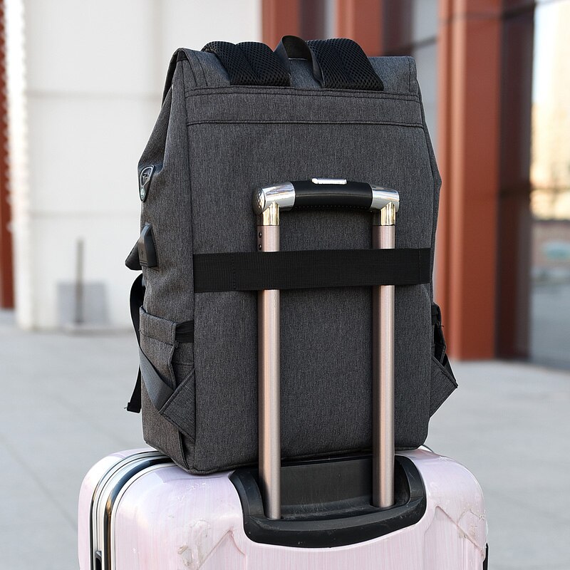 Jeugdstudenten schooltas britse stijl waterdichte laptop rugzak usb hoofdtelefoon aansluiting mannen en vrouwen zakelijke rugzak