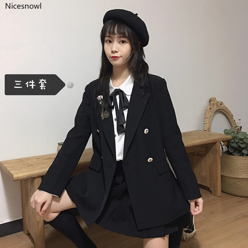 JK Uniforms College Suit Female Autumn Small Suit Jacket Shirt Jacket Pleated Busts Wears japanese school uniform