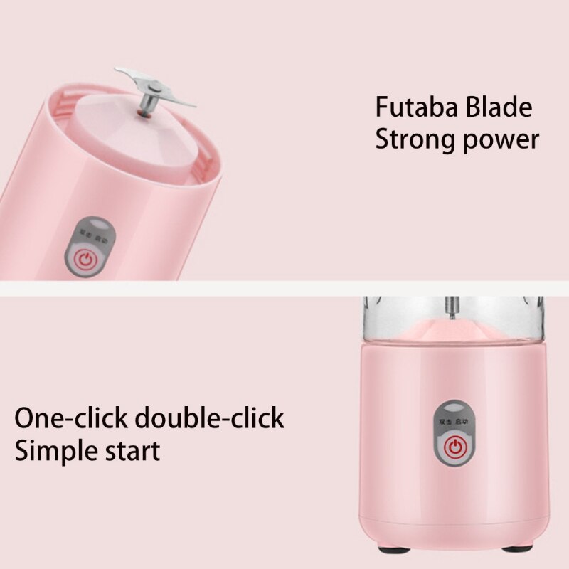 Tragbare Rührgerät Entsafter Tasse, Wiederaufladbare Single Dienen Rührgerät, Persönliche Größe Rührgerät Für Quetschen Saft, weiß/Rosa U1JE
