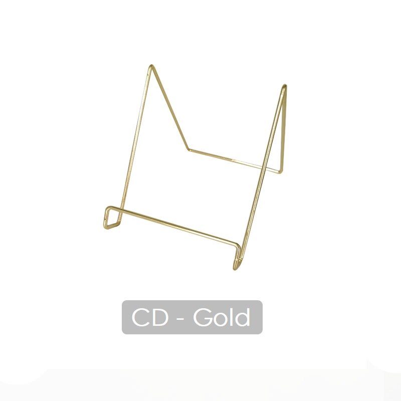 Black/Gold Holder Metal Desktop Display Stand Storage Shelf For CD LP Vinyl Record EP: Gold-CD