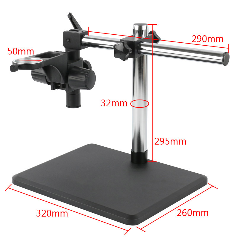 50mm Focusing Zoom Monocular Video Microscope Multi Axis Adjustable Boom Table Working Stand Holder Support For HDMI USB Camera