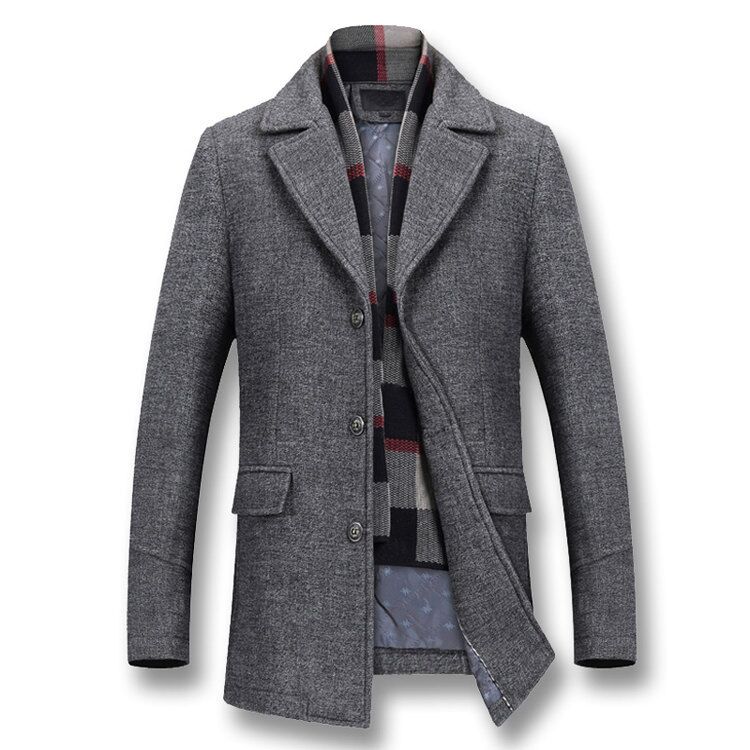 Mountainskin Men's Winter Coats Thick Cotton Wool Jackets Male Casual Slim Fit Nylon Long Jacket Scarf Men Outwear SA605: Grey / 4XL