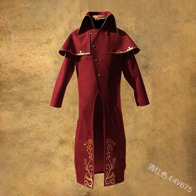 Pirate Jacke Medieval Traditionellen Erwachsene Herren Graben Mantel Britischen Französisch Trenchcoat Kostüm: Rot / S