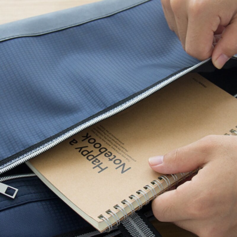 Office Canvas&Leather Folder 12 Layers Expanding Wallet Document Organizer File Folder A4 36X28cm Large Capacity Business Use