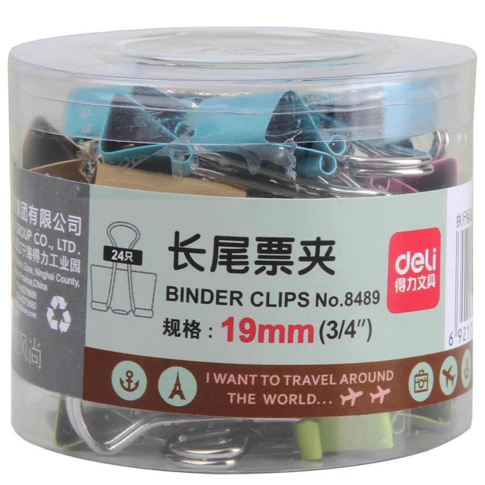 Deli 8489 Color printing long tail clip file clip swallow tail clip iron clip lovely cartoon clip student color clip