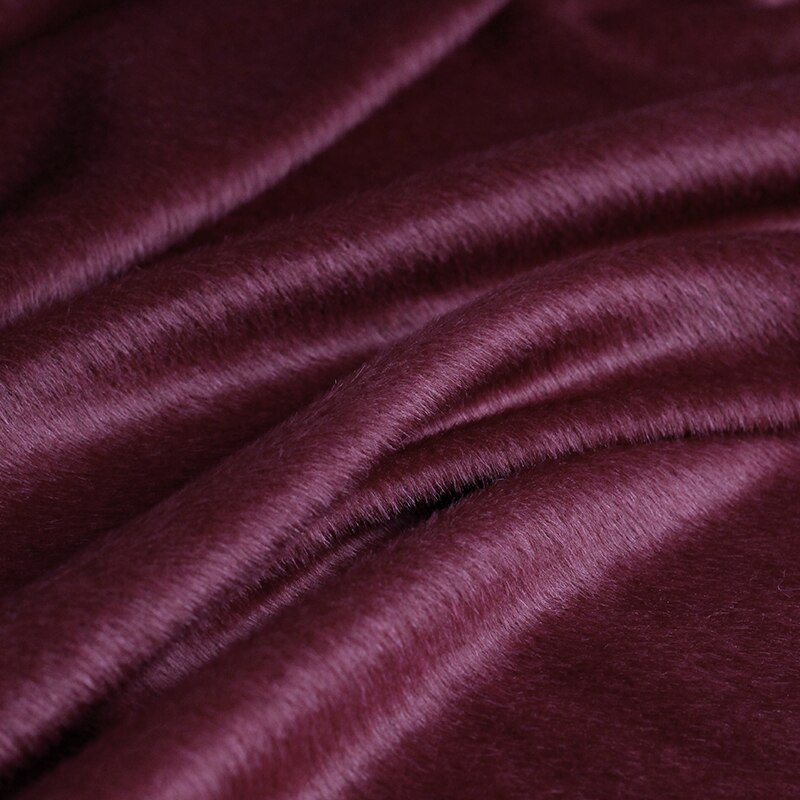 Perlesilke mørkerød alpaca uld over belægning langt hår materialer vinter overfrakke gør det selv tøj stoffer