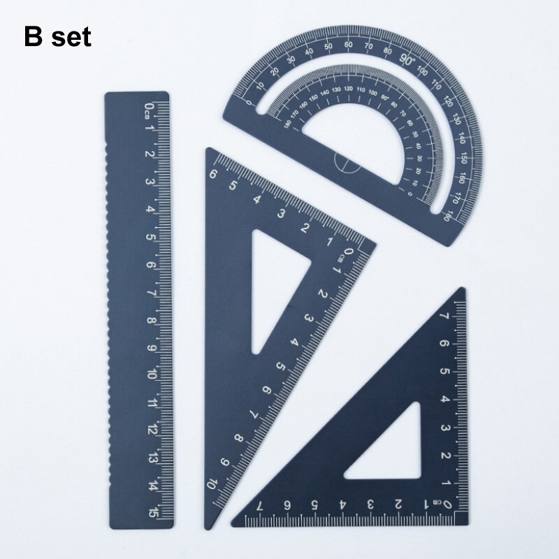 brass,Al alloy ruler set Protractor for math angle meas urement for students School Educational Measuring Tools: Al alloy B set