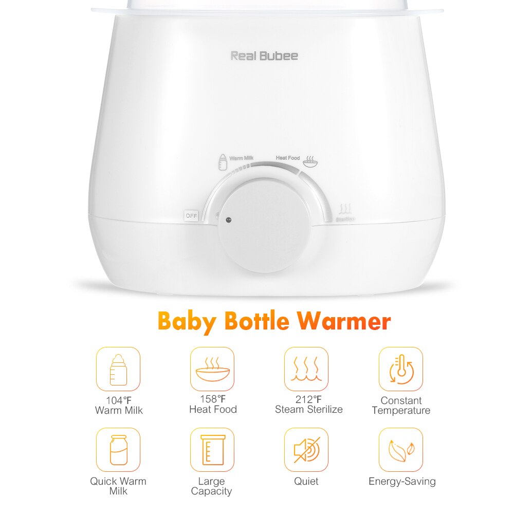 Realbubee Flessenwarmer 3-In-1 Snelle Flessenwarmer Voedsel Heater Stoom Sterilisator Bpa-vrij Warmers voor Moedermelk Eu/Us Plug