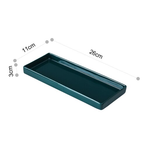 European ceramic sushi plate rectangular western food plate solid color home dessert snack food plate fish dish LB42317: Dark green