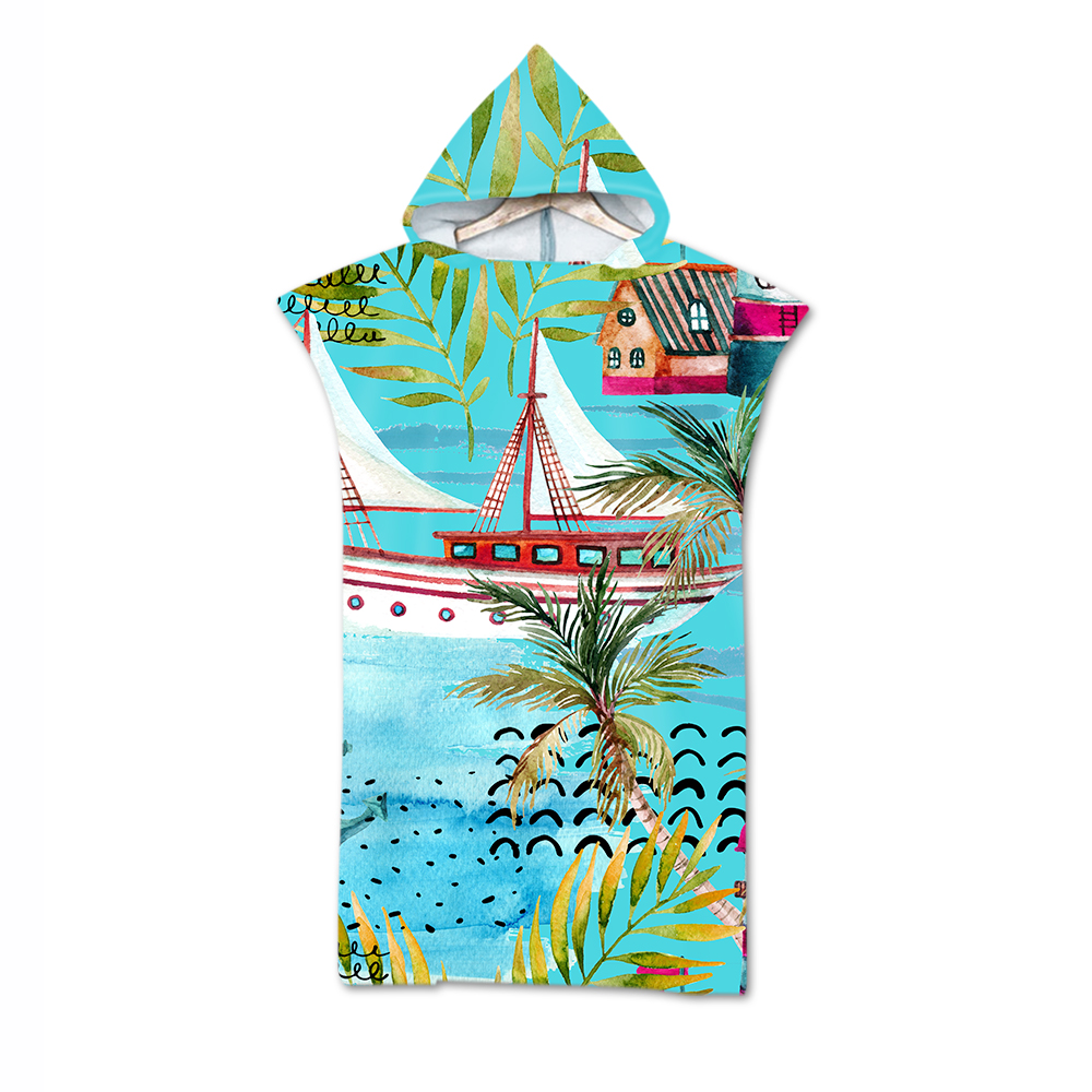 Blätter Druck Mikrofaser Strand Handtuch Kleid Mit Kapuze Kleid Poncho Schlecht Handtuch Bademantel Beachwear de plage Für Erwachsene Schwimmen Strand Surfen: 13