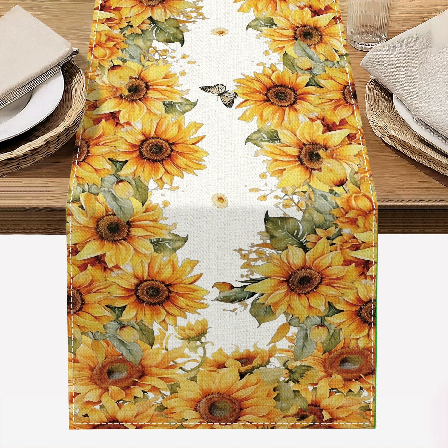 Fall Sunflower Table Runner 13x72 Inch Seasonal Autumn Farmhouse Table Runners for Dinning Kitchen Party Table Decoration: Blue