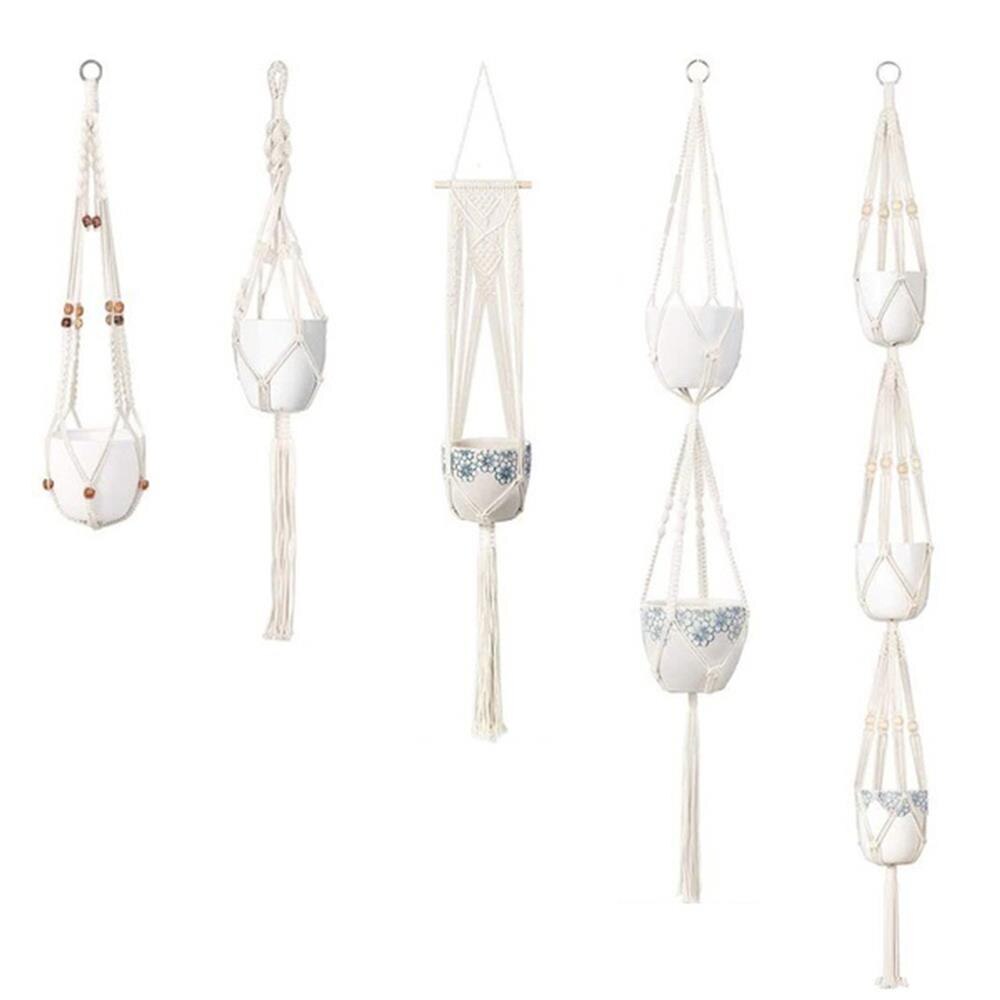 Katoen Bloempotten Bureau Plant Opknoping Touw Mand Glas Terrarium Gevlochten Hanger Pot Decoratie Handgemaakte