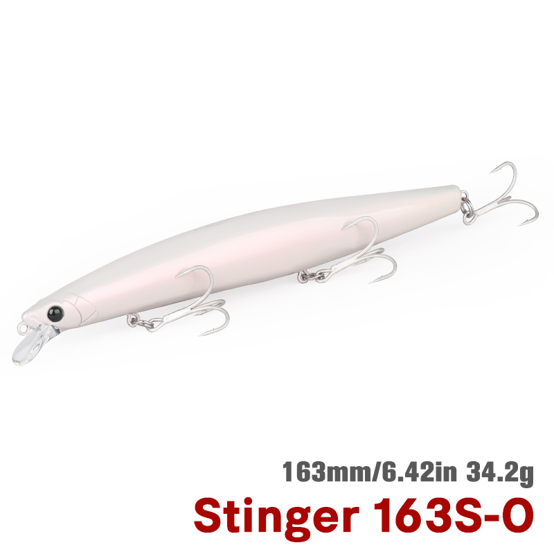 TSURINOYA STINGER 163S Inshore Fishing Sinking Minnow Lure 163mm 34.2g Ocean Beach Fishing Hard Bait For Seabass Flounder Picua: WHITE