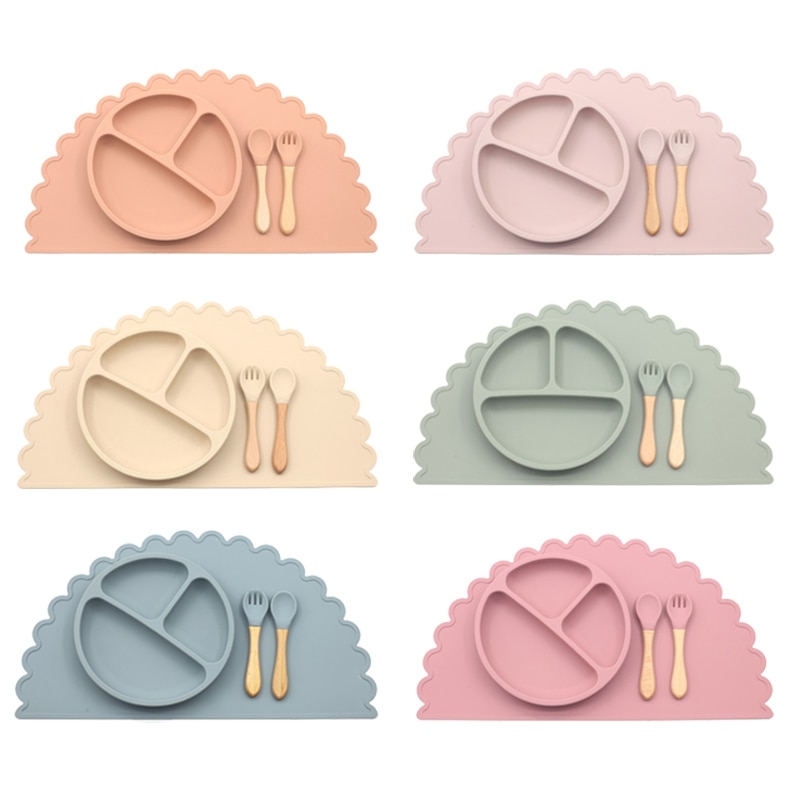 Silicone Baby Feeding Plate Non-slip Suction Tableware for Babi Kids Dishes Infant Food Bowl for Children Pratos Kids Plate