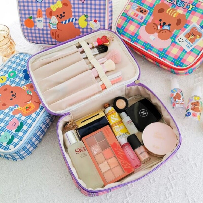 Bentoy Milkjoy Korea Schattige Beer Meisjes Cosmetische Geval Grote Capaciteit Make Up Tas Thuis Opslag Case